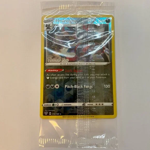 Hydreigon Reverse Holo 110 Rare Thank You' Promo Pokémon 2020 Sealed Mint - Picture 4 of 5